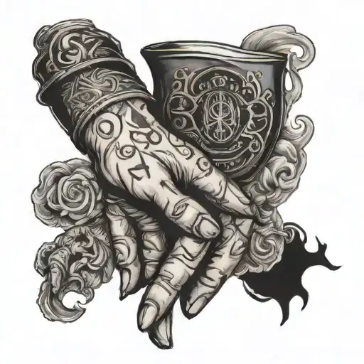 A black and grey omerta oath tattooed on a mob boss's hand tattoo design idea