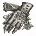 A black and grey omerta oath tattooed on a mob boss's hand tattoo design idea