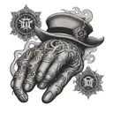 A black and grey omerta oath tattooed on a mob boss's hand tattoo design idea