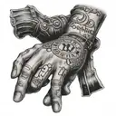 A black and grey omerta oath tattooed on a mob boss's hand tattoo design idea