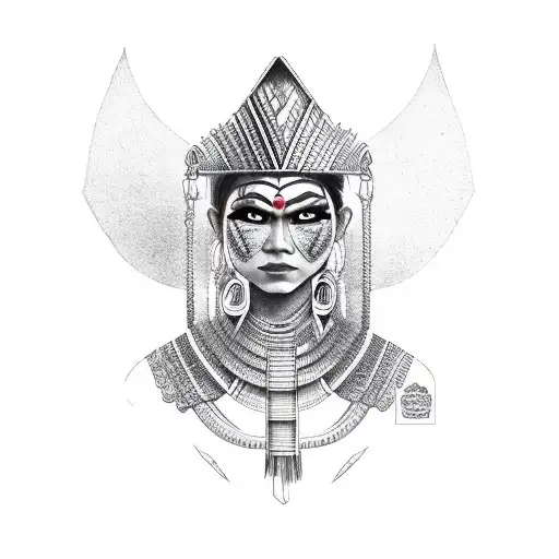  mayan woman warrior tattoo design idea