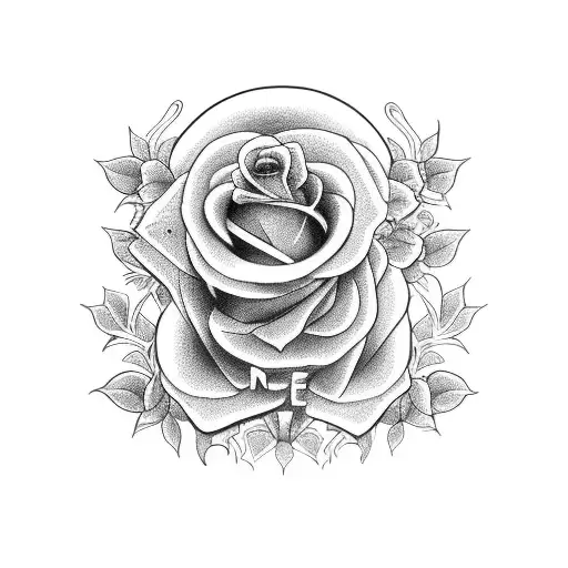 cross with roses and vines tattoo design idea