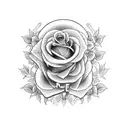 cross with roses and vines tattoo design idea