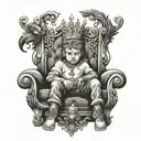 Small kid, challenges, progress, king on a throne at the top tattoo design idea