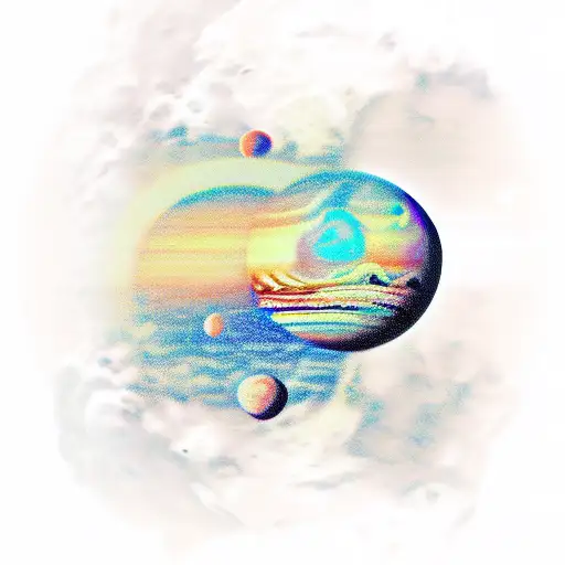 Saturn Pluto the Moon and stars  tattoo design idea