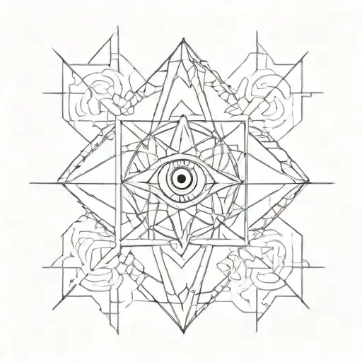 A geometric design with an eye in the center, representing inner peace and self-awareness   tattoo design idea