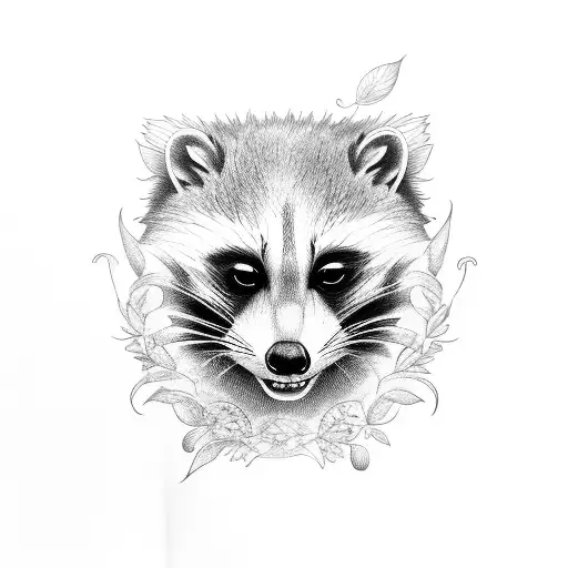 Oriental raccoon tattoo design idea