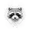Oriental raccoon tattoo design idea