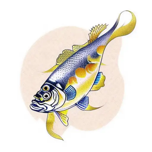 dead gold fish tattoo design idea