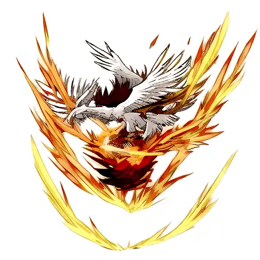 Phoenix rising from the fire and ashes tattoo design idea