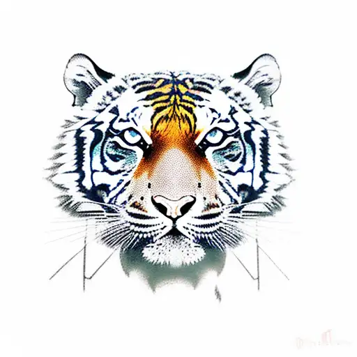 full body tiger,with orange skin , black stripes and some with fur. tattoo design idea