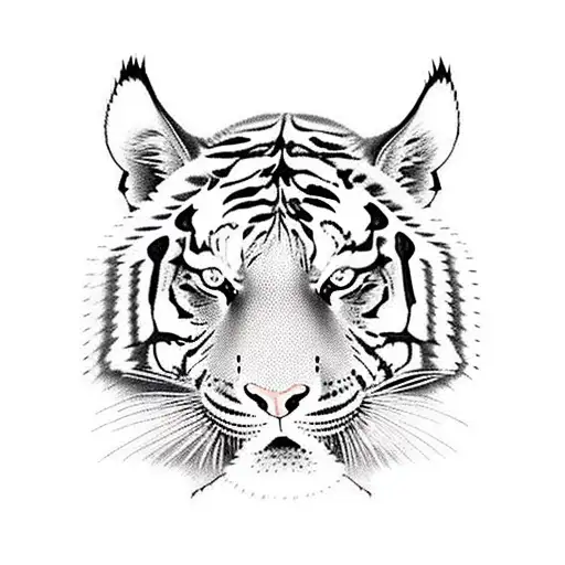 full body tiger,with orange skin , black stripes and some with fur. tattoo design idea