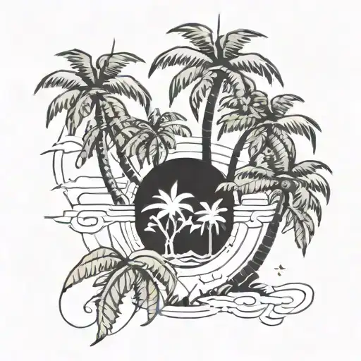 the numbers 305 but instead of a 3 i want a palm tree tattoo design idea