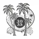 the numbers 305 but instead of a 3 i want a palm tree tattoo design idea