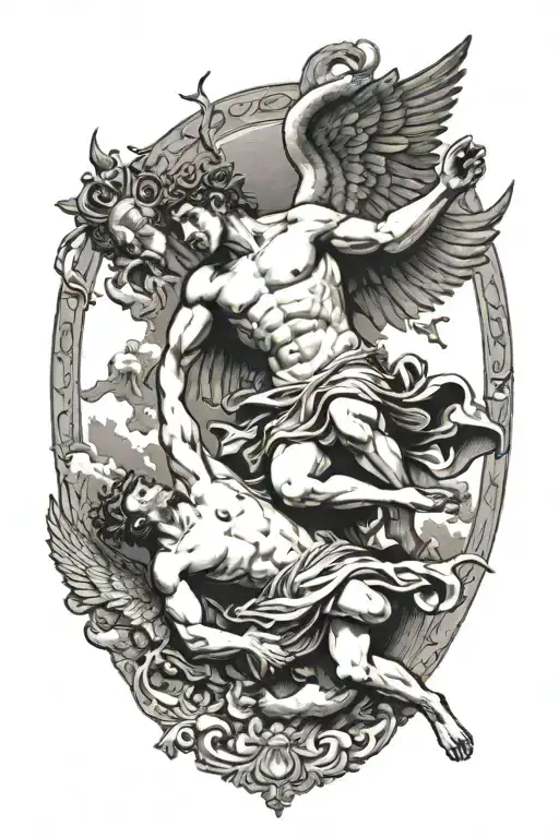 greek god apollo killing icarus tattoo design idea