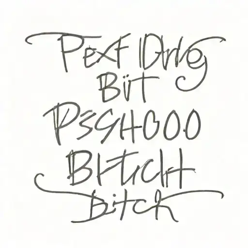text "psycho bitch" tattoo design idea