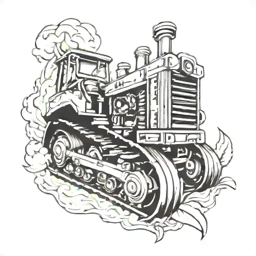 bulldozer inspired details tattoo design idea