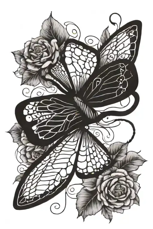 Goddess Snake Butterfly wings tattoo design idea