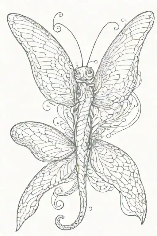 Goddess Snake Butterfly wings tattoo design idea