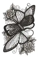 Goddess Snake Butterfly wings tattoo design idea