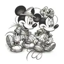 mickey mouse and minnie masked tattoo design idea