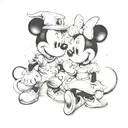 mickey mouse and minnie masked tattoo design idea
