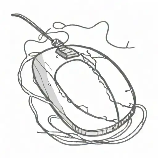 dead computer mouse with torn wire black ink  tattoo design idea