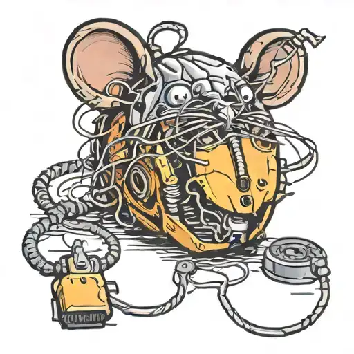 dead computer mouse with torn wire  tattoo design idea