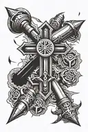 bullets around cross surrounded tattoo design idea