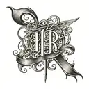 The initials "H" and "R" intertwined, with "1960" elegantly scripted below.  tattoo design idea