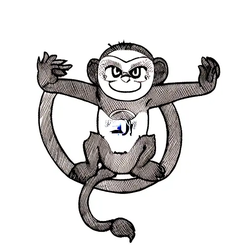 The tattoo is located on the upper part of your right arm. At the center, there’s an artistic illustration of Monkey D.  tattoo design idea