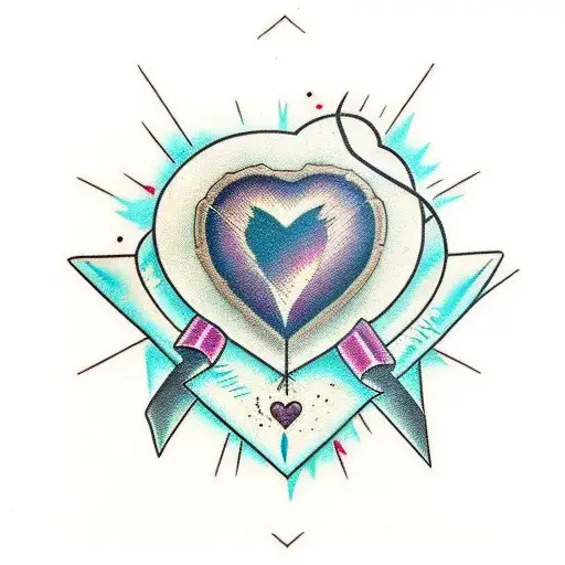 a heart that is shattered like glass tattoo design idea