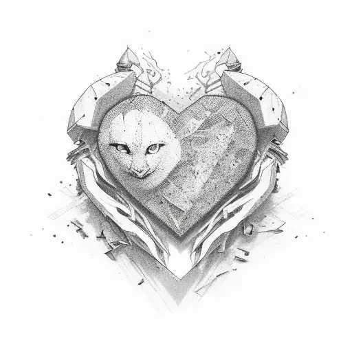 Shattered heart tattoo design idea