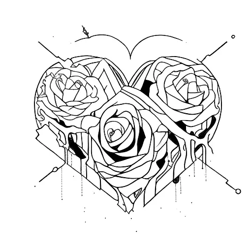 Broken heart that is leaking blood tattoo design idea