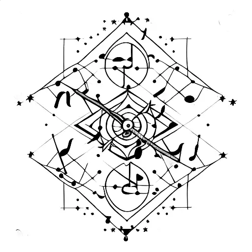 A constellation of Sagittarius formed by musical notes tattoo design idea