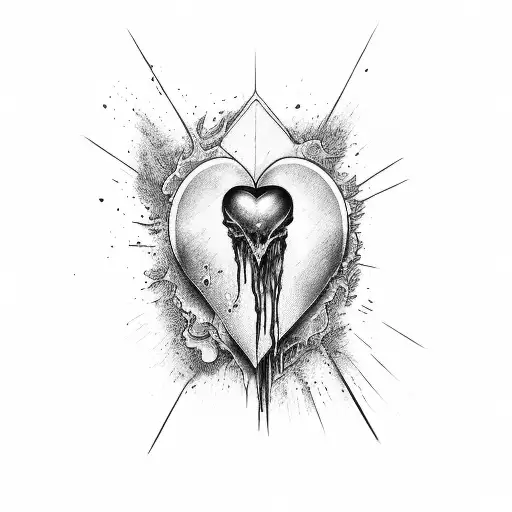 Broken heart that is leaking blood tattoo design idea