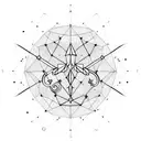 A constellation of Sagittarius formed by musical notes tattoo design idea