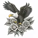 Bald Eagle with Rose  tattoo design idea