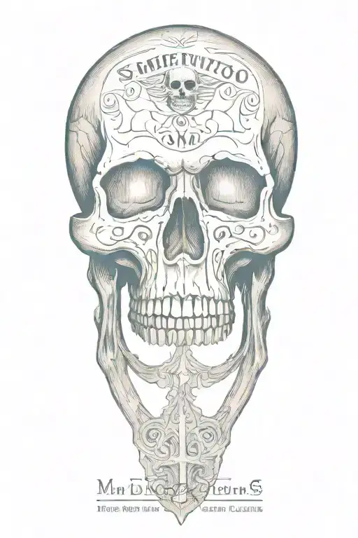 Quote "memento Mori" skull and houeglass tattoo design idea