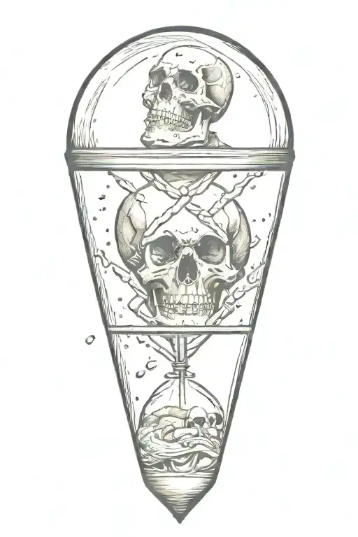 Quote "memento Mori" sand hourglass and skull tattoo design idea