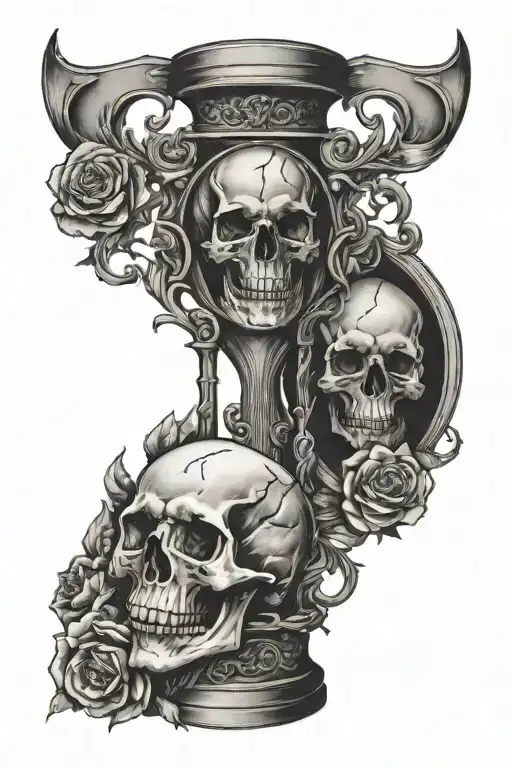 memento mori calf tattoo with hourglass  tattoo design idea