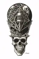 sand hourglass surrounded by skull  tattoo design idea