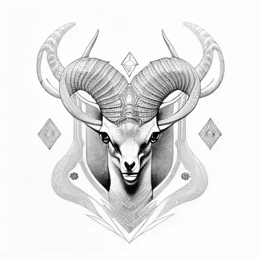 ibex with a fish geometric tattoo design idea