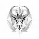 ibex with a fish geometric tattoo design idea
