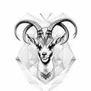 ibex with a fish geometric tattoo design idea