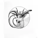 ibex and a fish geometric tattoo design idea