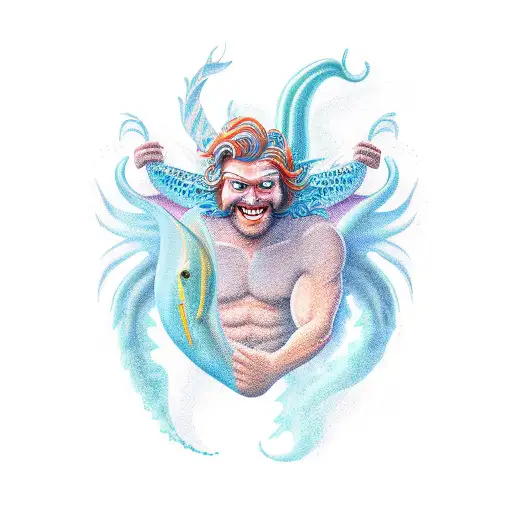 merman tattoo design idea