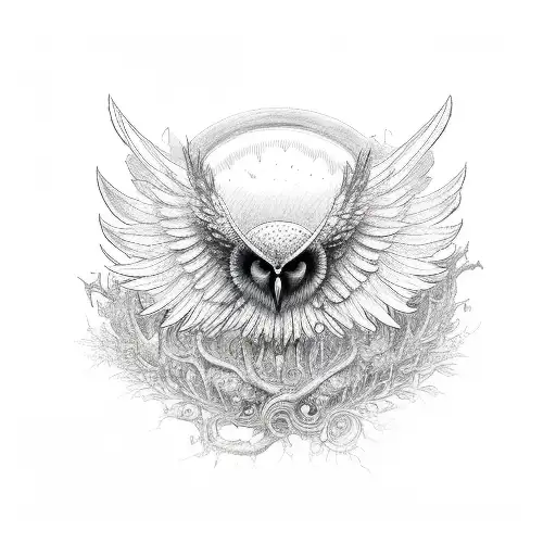 The cherubim 6 winged owl angel tattoo design idea