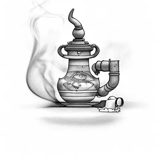 genie bottle smoke tattoo design idea