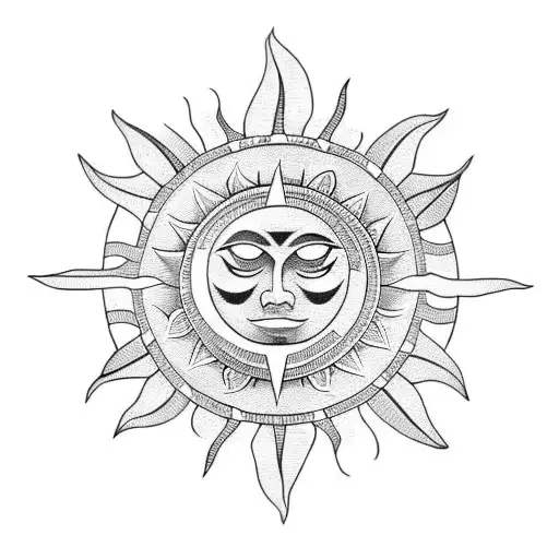 sun moon sea stars tattoo design idea